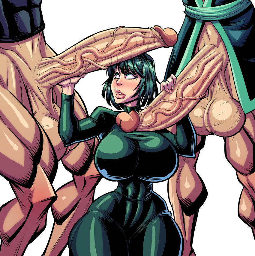 1girls 2boys bang_(one-punch_man) big_breasts big_penis bomb_(one-punch_man) fontez fubuki_(one-punch_man) hi_res highres huge_cock hyper_penis imminent_sex large_breasts large_penis older_male one-punch_man penis_bigger_than_torso thin_waist threesome veiny_penis wide_hips younger_female