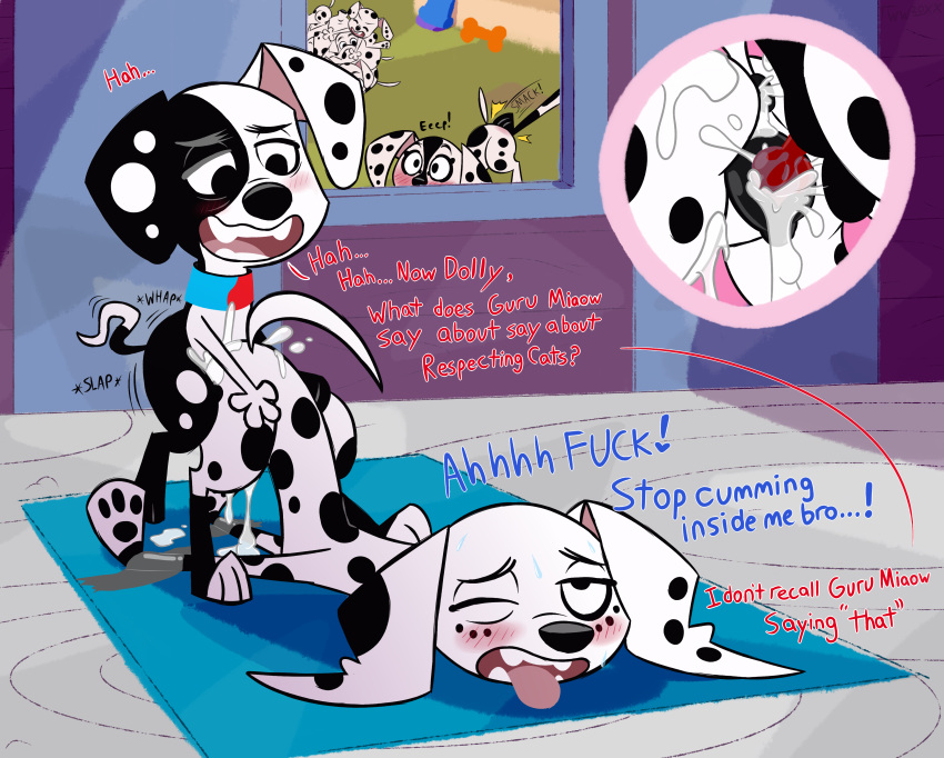 101_dalmatian_street 101_dalmatians absurd_res animal_genitalia animal_penis animal_pussy anus balls black_body black_fur black_spots blush bodily_fluids bondage bound brother brother_and_sister canid canine canine_penis canine_pussy canis collar cub cum cum_in_ass cum_in_pussy cum_inside cum_on_ground d-pad_(whitewolf20xx) dalmatian dee_dee_(101_dalmatians) deepak_(101_dalmatians) disney dolly_(101_dalmatians) domestic_dog duct_tape duo_focus ejaculation english_text erection female feral fur genital_fluids genitals group hi_res incest knot light_bondage male male/female mammal one_eye_closed open_mouth penetration penis pussy questionable_consent raised_tail sex sibling sister size_difference smaller_male smile sound_effects spanking spots sweat tape teeth text tongue tongue_out unwanted_creampie vaginal_penetration white_body white_fur whitewolf20xx wide_eyed yoga_mat young