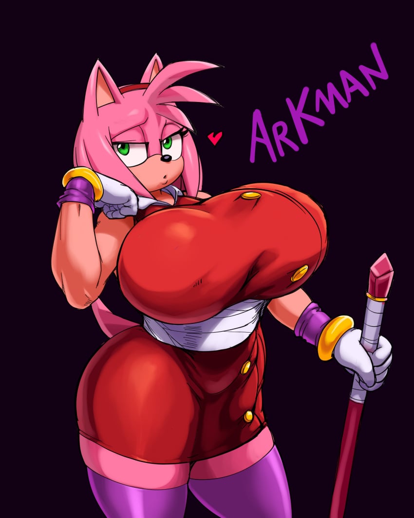 amy_rose amy_rose_(boom) arkman big_ass big_breasts breasts female heart hedgehog huge_breasts seductive sonic_(series) sonic_boom staff thick_thighs thunder_thighs