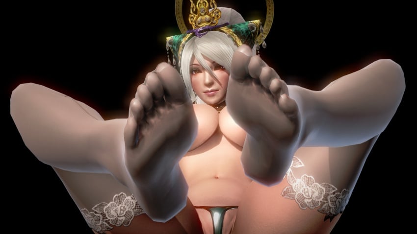 3d_(artwork) big_ass big_breasts blonde_hair gloves nu_wa stockings warriors_orochi