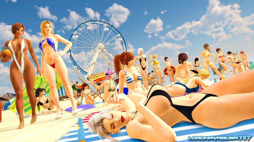 22girls 3boys 3d 6+girls american_flag_bikini auburn_hair ayane_(doa) beach bikini black_hair blonde_hair blue_eyes brown_hair character_request chinese_girl chinese_girls christie_(doa) dead_or_alive dead_or_alive_xtreme_venus_vacation female ferris_wheel green_hair helena_douglas hitomi_(doa) huge_breasts kasumi_(doa) kokoro_(doa) large_breasts latina lei_fang light_brown_hair lisa_hamilton long_hair lordhayabusa357 lying_on_back marie_rose massage medium_hair messy_hair mila_(doa) misaki_(doa) momiji_(ninja_gaiden) multicolored_hair multiple_boys multiple_girls ninja_gaiden nyotengu pai_chan platinum_blonde_hair purple_hair rachel_(ninja_gaiden) red_hair sarah_bryant seaside short_hair silver_hair sisters sling_bikini tamaki_(doa) tina_armstrong virtua_fighter