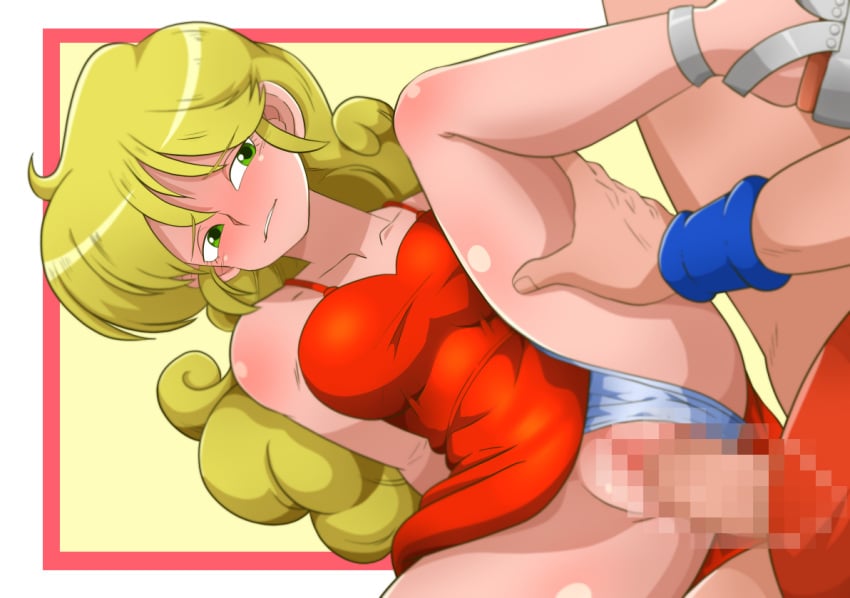 23rd-world_martial_arts_tournament bad_launch blonde_hair censored chesterzee clothed_sex clothing dragon_ball dragon_ball_(classic) dragon_ball_z dress goku gokubuttonzee launch male/female panties saiyan son_goku vaginal_penetration world_martial_arts_tournament