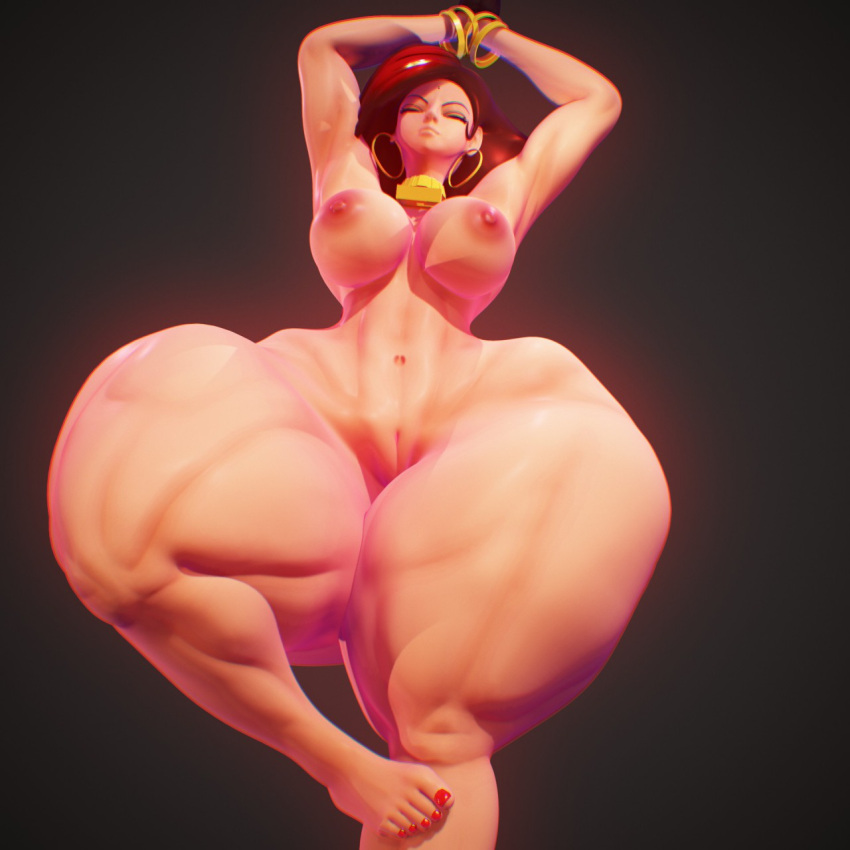 1girls 3d 3d_(artwork) amazon big_thighs bracelet breasts collar digital_media_(artwork) ear_ring earrings endless_(artist) endlessillusion eyes_closed fat_ass gala hair huge_hips huge_thighs hyper hyper_hips nude nude_female solo solo_female solo_focus thick_thighs thighs wide_hips