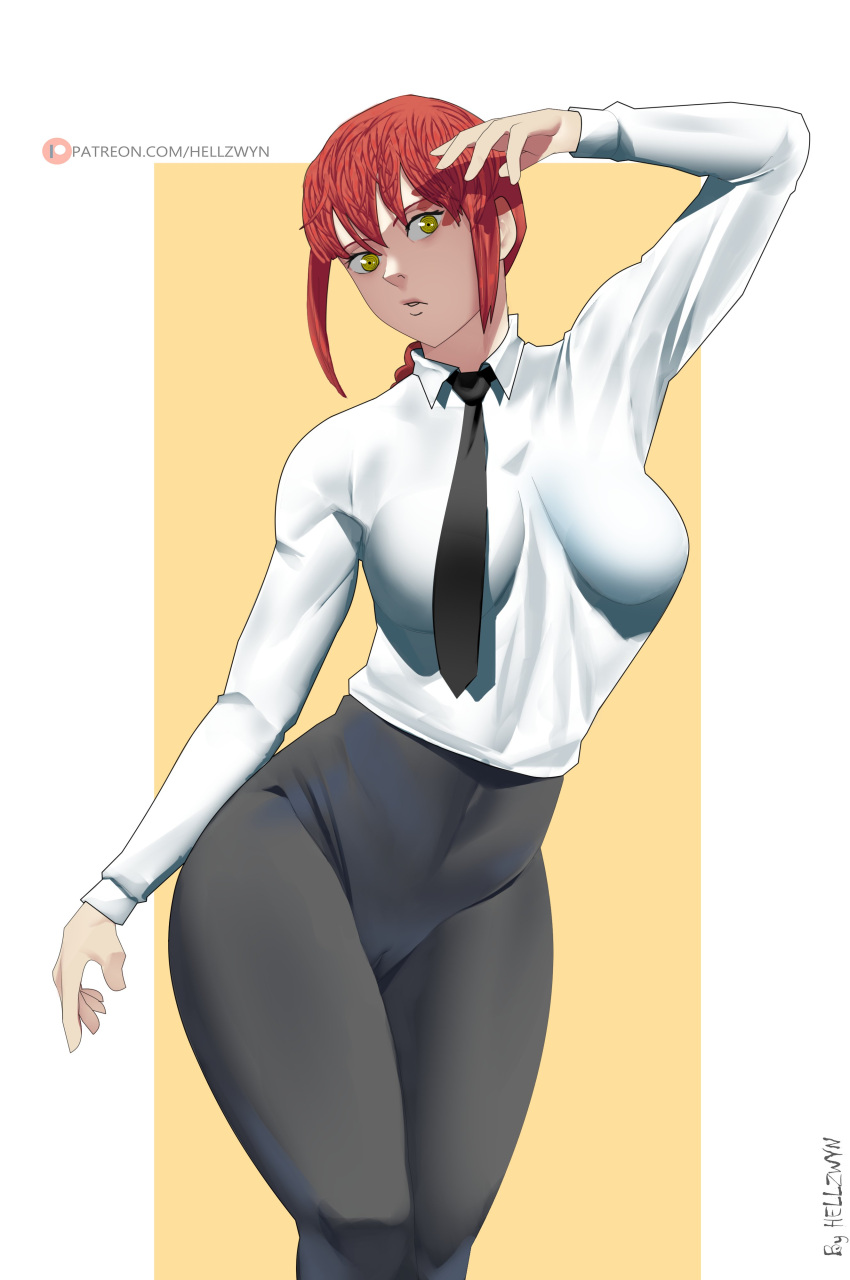 1girls cameltoe chainsaw_man clothed female female_focus female_only formal formal_attire formal_clothes formal_wear girl_in_suit hell904 image makima_(chainsaw_man) necktie skin_tight suit_and_tie woman_in_suit