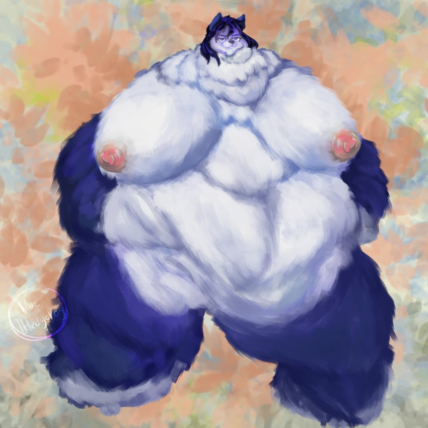 big big_belly big_breasts big_woman commission fat female female_focus female_only full_body furry furry_only naked nipples obese obese_female overweight overweight_anthro overweight_female vue_hedgehog vuehedgehog wolf