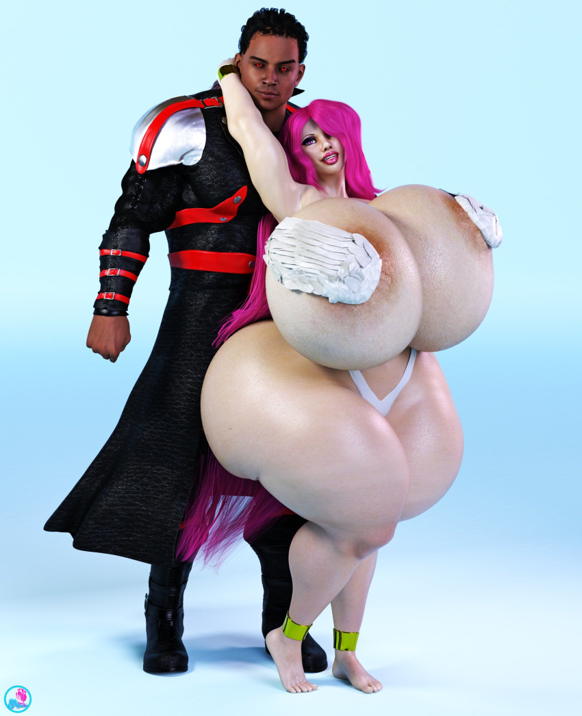 1boy 1boy1girl 1girls 3d ass background big_ass big_breasts bimbo breasts bubble_ass bubble_butt busty cleavage dark-skinned_male dark_skin dat_ass eyes fat_ass female hair hips hourglass_figure human hyper hyper_ass hyper_breasts janna_(omni_erasis) large_ass large_breasts legs light-skinned_female light_skin lips lipstick long_hair original original_character pink_eyes pink_hair pink_lips pink_lipstick red_eyes shiny shiny_skin straight supertito thick_ass thick_hips upper_body very_long_hair voluptuous watermark wide_hips yami_(omni_erasis)