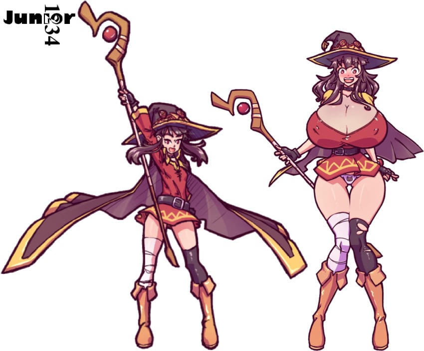 age_progression aged_up alternate_breast_size alternate_version_available before_and_after breast_expansion breasts cleavage edit female fully_clothed huge_breasts junior1234 kono_subarashii_sekai_ni_shukufuku_wo! megumin n647