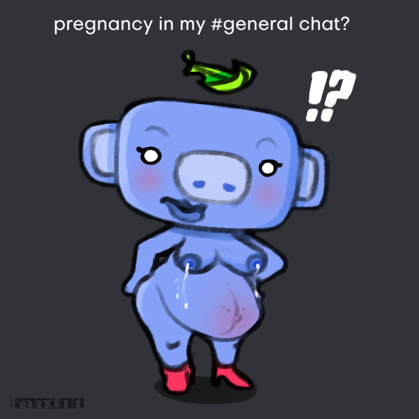 angry anthro band1tnsfw belly big_belly big_breasts big_lips breast_milking busty digital_art digital_drawing_(artwork) digital_media_(artwork) discord_(app) heels humanoid lactating lactation long_eyelashes meme milk nude pregnant pregnant_female simple_background simple_shading thick_lips thick_thighs wumpus