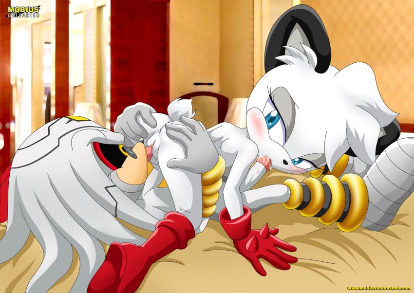 69 barby_koala bbmbbf blue_eyes blush cum_in_mouth doctor_finitevus dr._finitevus fellatio female/male in_bed licking_pussy mobius_unleashed oral sonic_(series) sonic_the_hedgehog_(series) spreading_ass white_fur yellow_eyes