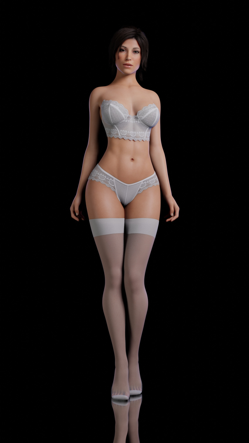 3d bustier female lace-trimmed_bra lace-trimmed_panties lara_croft lara_croft_(survivor) large_breasts lingerie mustard_sfm solo stockings tagme thighhighs tomb_raider tomb_raider_(survivor) white_lingerie white_stockings