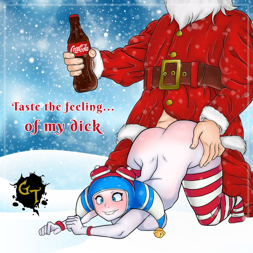 alternate_version_available big_ass big_thighs blue_eyes coca-cola coke coke-bottle_glasses doggy_style fat_man goldennthorn hat larger_male mery mery_(pepsi) mery_(wiwichu) nude_female partial_male penetration pepsi pepsi_chan pepsiwoman pleasure_face santa_claus stockings thighhighs thighs white_skin wiwichus