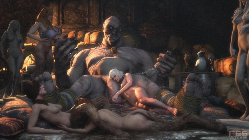 3d cd_projekt_red chains ciri creature cunnilingus cyclops cyclops_(the_witcher) harem huge_cock monster size_difference slave succubus succubus_(the_witcher) the_witcher_(series) the_witcher_2 the_witcher_3:_wild_hunt witcherres