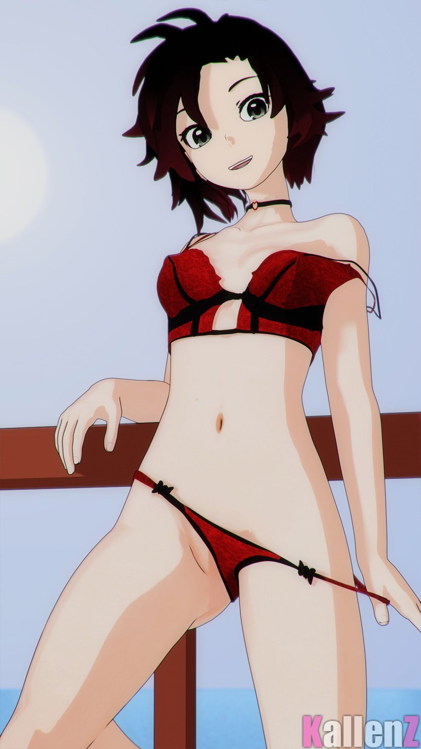 3d bikini blender female female_protagonist kallenz ruby_rose rwby silver_eyes