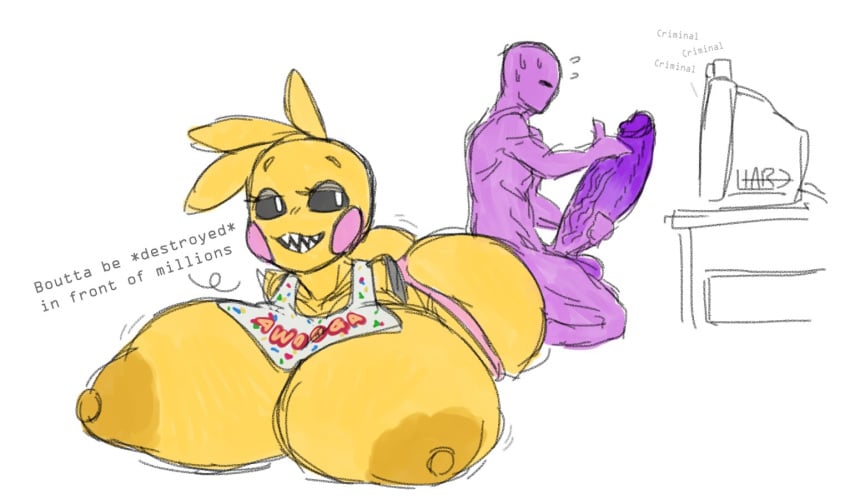 amputee ass balls bib big_breasts big_penis breasts fat_ass female female_focus five_nights_at_freddy's five_nights_at_freddy's_2 foreskin half-dressed hard_nipples lewd_hareboy little_hareboy massive_breasts naked nipples no_arms no_legs nubless_amputee panties penis purple_guy_(fnaf) purple_skin quadruple_amputee small_but_hung smirk thick_penis toy_chica_(fnaf) toy_chica_(lewd_hareboy) veiny_penis voluptuous william_afton