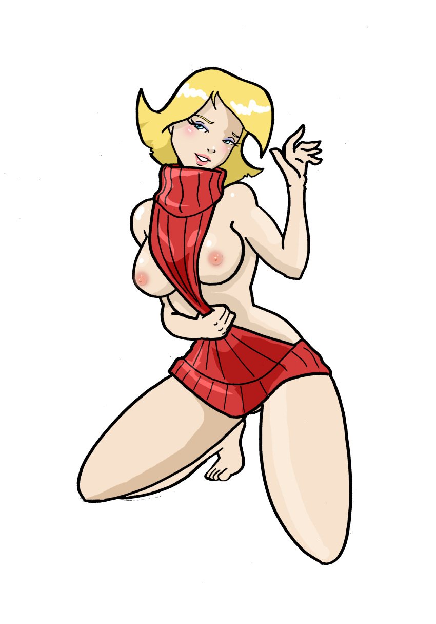 blonde_hair clover_(totally_spies) inspector97 teasing_viewer totally_spies turtleneck virgin_killer_sweater