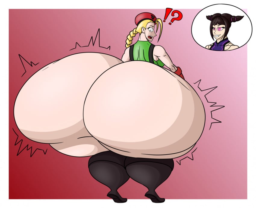 !? 2girls aregularslime ass ass_expansion big_ass cammy_white capcom dat_ass digital_media_(artwork) enormous_ass expansion fat_ass female female_only giant_ass gigantic_ass hi_res huge_ass hyper hyper_ass inflation juri_han large_ass massive_ass simple_background street_fighter street_fighter_v thick_ass video_games