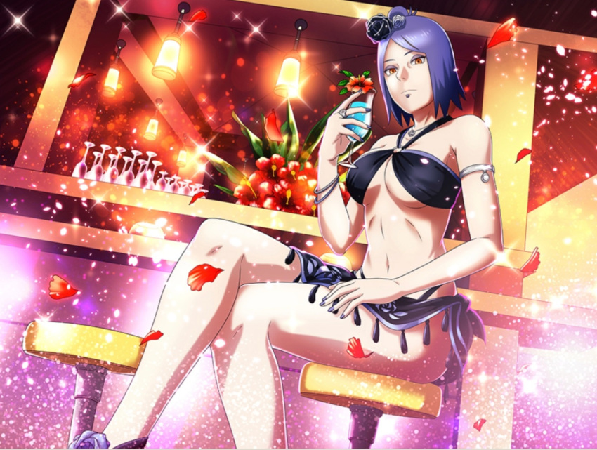 blue_bikini blue_nails blue_toenails breasts dp1757 konan legs nails naruto