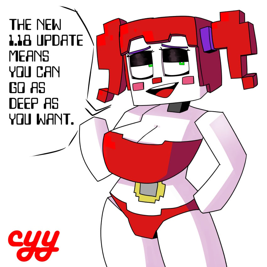 1girls baby_(fnafsl) big_breasts circus_baby circus_baby_(fnaf) circus_baby_(minecraft) cleavage clown clown_girl crossover cyyfapse fazbear_&_friends fazbear_&_friends_(zamination) female female_only five_nights_at_freddy's five_nights_at_freddy's:_sister_location fnaf minecraft robot robot_girl scottgames sister_location speech_bubble underwear