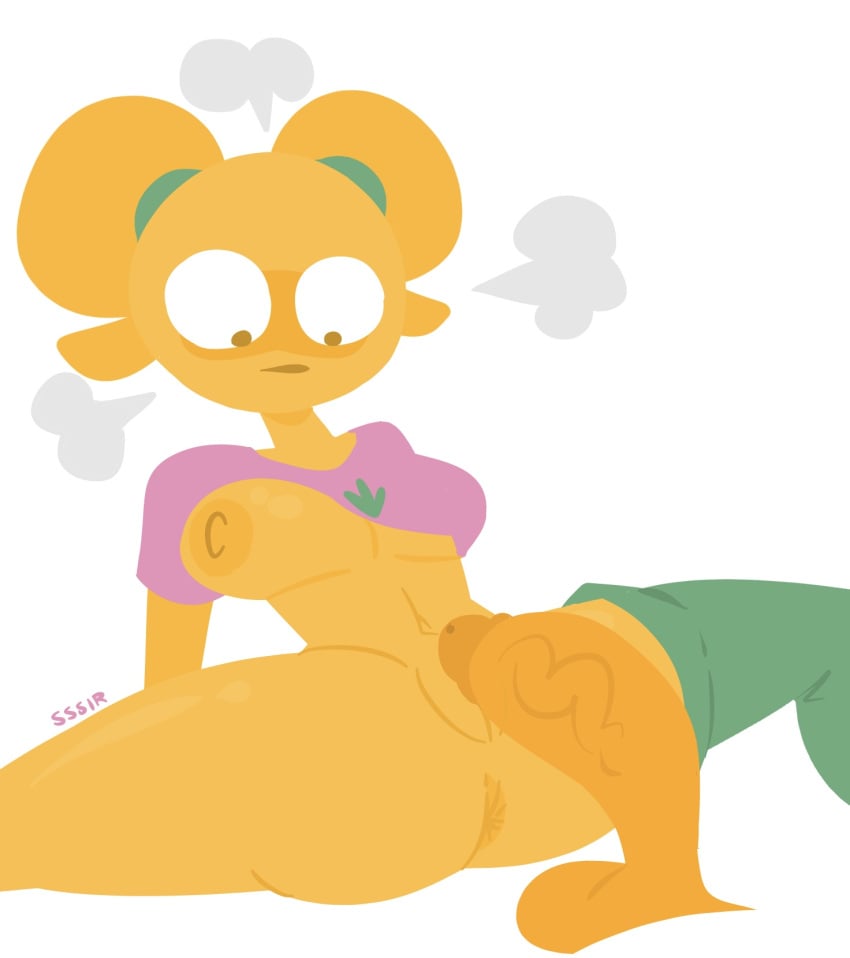 anus ass breasts breasts_out clothing curvaceous curvy emoji emoji_(race) emoji_bitch emojifam_(sssir8) humanoid navel no_outlines partially_clothed short_hair slobbyslapper sssir sssir8 thick_thighs twintails yellow_body yellow_skin