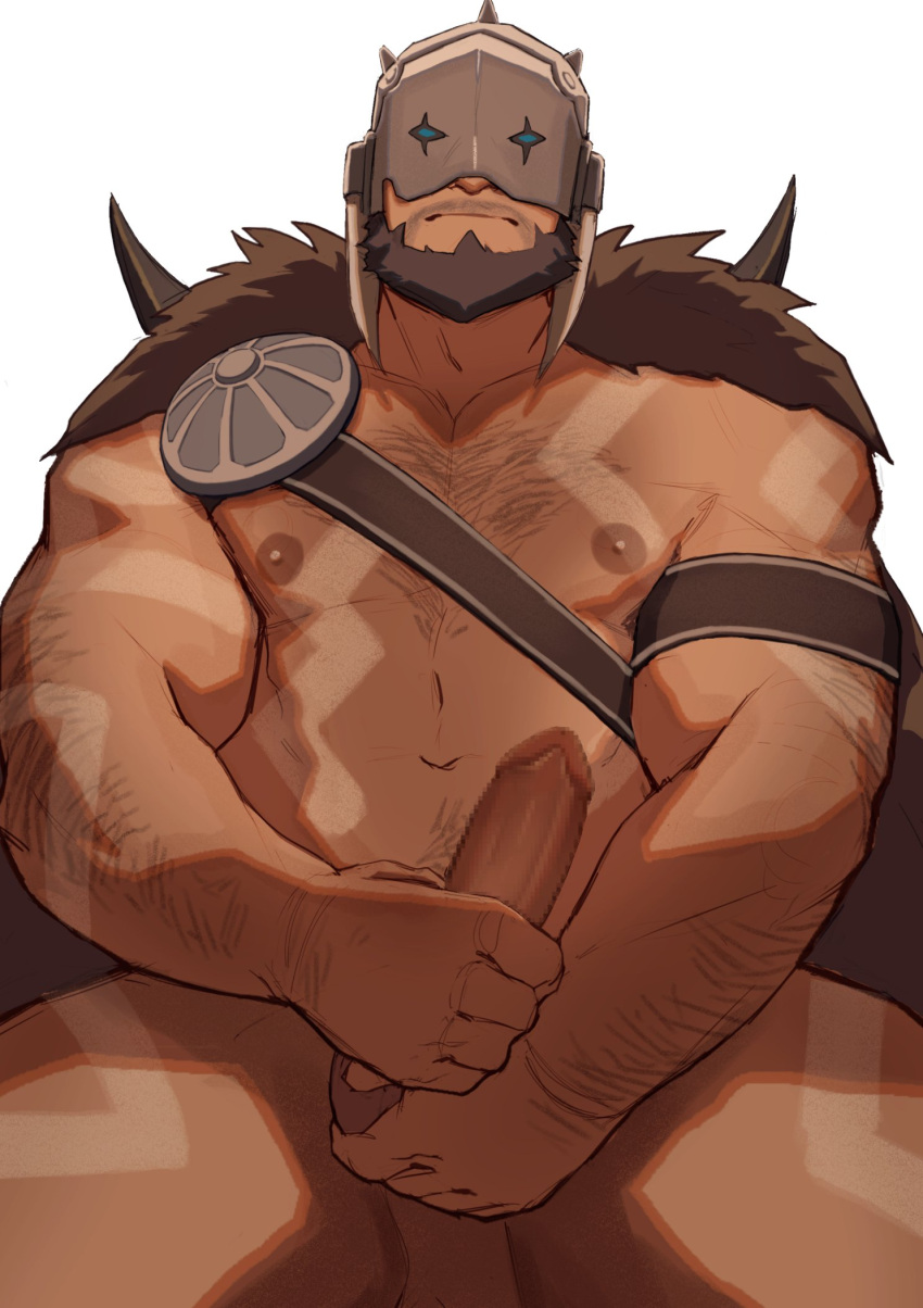 1boy 1male abs arm_hair armor ball_fondling balls balls_out bara bare_pectorals beard beating_off big_penis body_hair bottomless_male cape censored chest_hair chest_harness cropped_legs dark_skin erect_nipples erection facial_hair full-body_tattoo functionally_nude fur_clothing garruk_wildspeaker hairless_balls hairy_arms hairy_chest happy_trail harness helmet highres horned_helmet human imminent_orgasm jacking_off jerking jerkingoff large_pectorals leather looking_at_viewer magic:_the_gathering male male_focus male_masturbation male_nipples male_only male_pubic_hair manly masturbating masturbation mature_male mosaic_censoring muscular muscular_male navel navel_hair nipples nude one-handed_masturbation pectorals penile_masturbation penis penis_grab penis_out pubic_hair ryker sitting solo_male spread_legs stomach stroking stroking_cock stroking_penis tattoo thick_thighs thighs two-handed_masturbation wanking