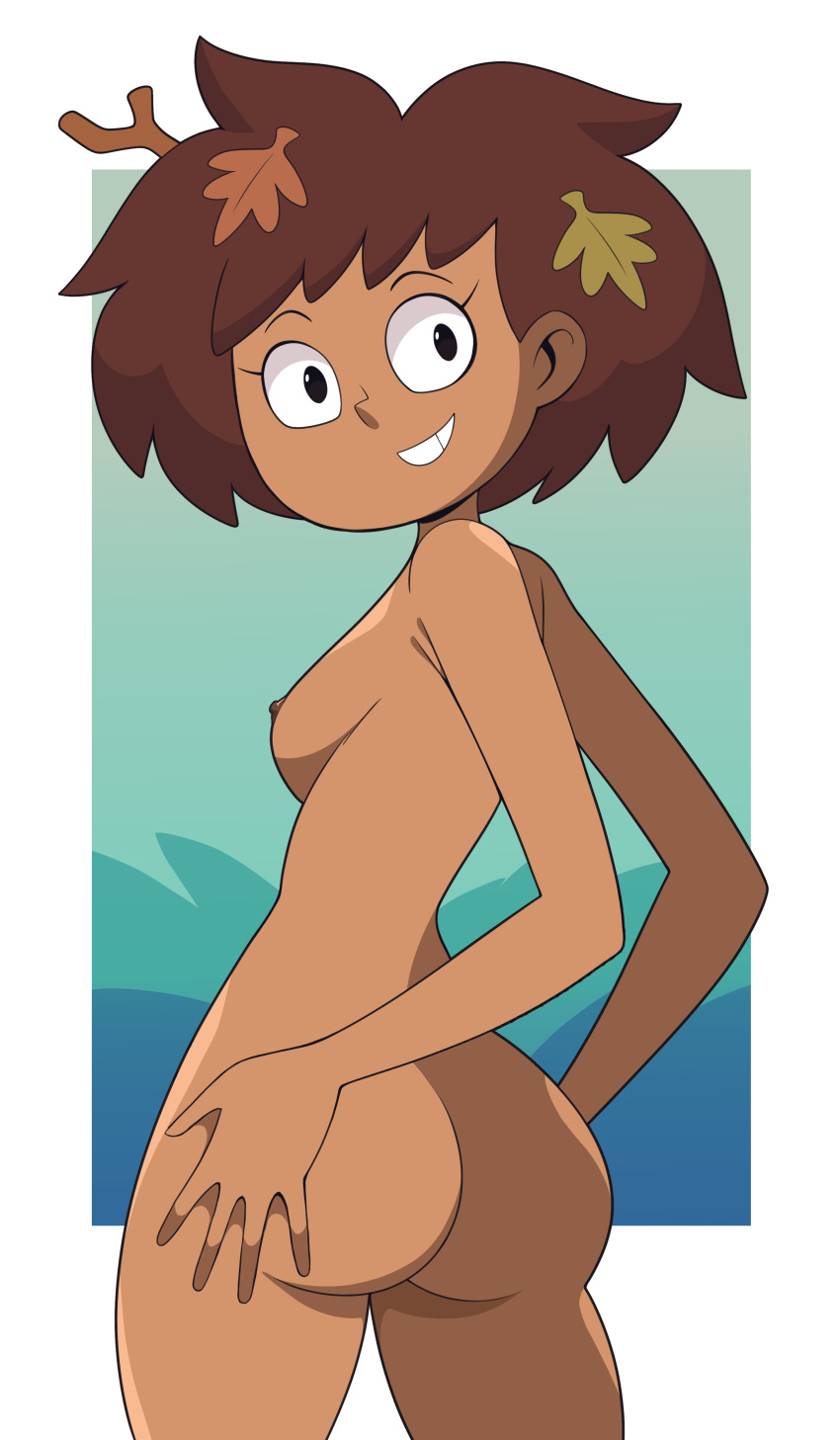 1girls abysswatchers amphibia anne_boonchuy ass brown_hair brown_skin bubble_butt dark-skinned_female dat_ass disney disney_channel female female_only hand_on_ass medium_hair naked nipples nude nude_female sideboob solo straight_hair thai