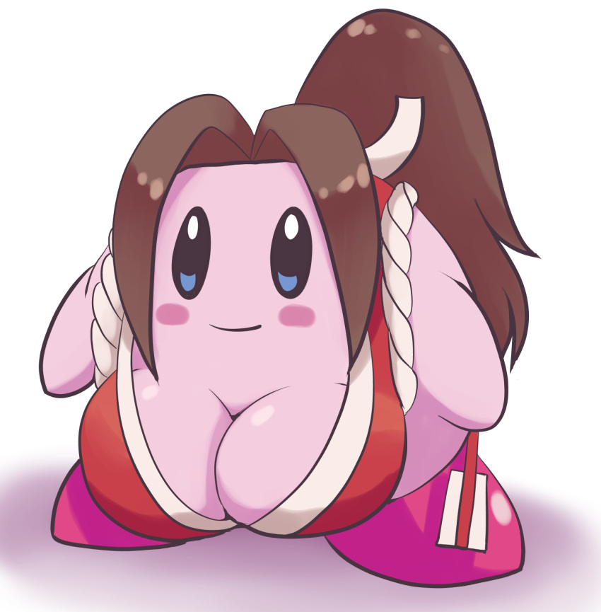 1girls adorable blue_eyes blush bra breasts brown_hair cleavage cute cute_face female female_only happy happy_face huge_breasts king_of_fighters kirby kirby_(series) large_breasts mai_shiranui mai_shiranui_(cosplay) nintendo nintendo_switch pink_body pink_skin red_bra red_clothing red_feet req reqqles rule_63 shiny_breasts smile smiling snk solo super_smash_bros. super_smash_bros._ultimate waddling_head