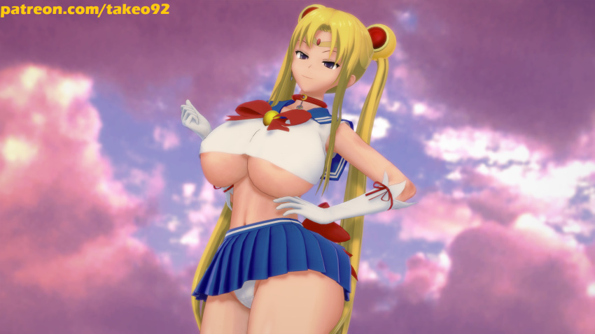 1girls 3d big_ass big_breasts bishoujo_senshi_sailor_moon blonde_hair blue_eyes choker clothed clothing crop_top curvaceous curvy diadem erect_nipples erect_nipples_under_clothes female female_focus female_only gloves half-closed_eyes hourglass_figure huge_ass huge_breasts koikatsu large_ass large_breasts long_hair looking_at_viewer miniskirt no_bra panties patreon pinup pinup_pose revealing_clothes ribbon sailor_moon sailor_senshi_uniform sailor_uniform seifuku skirt sky smile smug solo solo_female standing takeo92 text thick_thighs tight_clothing twintails underboob upskirt usagi_tsukino white_panties wide_hips