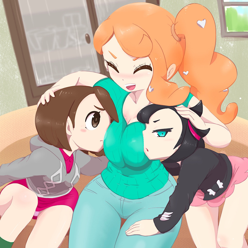 1:1 2021 3girls ^_^ age_difference alternate_breast_size annoyed bare_arms bare_legs black_hair blue_eyes blush breast_squeeze breast_squish breasts brown_eyes brown_hair cleavage female female_only forced forced_yuri gloria_(pokemon) hair_ornament hand_on_back hand_on_thigh head_grab heart heart_hair_ornament highres hoodie human indoors jacket large_breasts leaning_to_the_side lezdom lezsub long_hair looking_at_another looking_away marnie_(pokemon) matching_hair/eyes microsd_(artist) multiple_girls nintendo older_female open_mouth orange_hair pants pleated_skirt pokemon pokemon_ss ribbed_sweater short_hair short_twintails side_ponytail sitting skirt smelling smelling_armpits smile socks sonia_(pokemon) sweater tagme teeth thick_thighs thigh_gap thighs tongue twintails wavy_hair window younger_female yuri