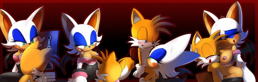 1girls animal_ears animal_tail anthro bat_wings big_breasts breasts cunnilingus cunnilingus_through_clothes elbow_gloves fellatio female furry gloves green_eyes hug hugging kneeling_oral_position nancher oral oral_sex pussy rouge_the_bat sega sex sitting sonic_(series) sonic_the_hedgehog_(series) spread_legs straight tails