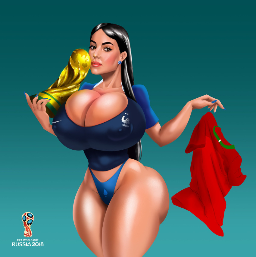 1girls 2018_fifa_world_cup alternate_version_available big_breasts bimbo black_hair breasts breasts_bigger_than_head bursting_breasts busty cleavage clothing curvy dargoden digital_drawing_(artwork) digital_media_(artwork) eyelashes female female_only fifa fifa_2018 fifa_world_cup_trophy football france french_football_team hips hourglass_figure human human_only large_breasts legs light-skinned_female light_skin lips lipstick long_hair portugal soccer_player soccer_uniform thick thick_ass thick_legs thick_lips thick_thighs thighs trophy upper_body voluptuous wide_hips world_cup