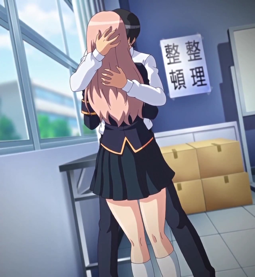 1boy 1girls 2d arms_around_partner brother_and_sister edit female forced_kiss gakuen_de_jikan_yo_tomare half_siblings hentai incest kissing long_hair male/female rape school_uniform screencap skirt standing straight tachibana_kanako tagme time_stop