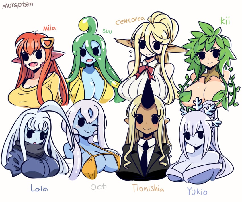 6+girls adorable big_breasts breasts centaur_girl centorea_shianus character_name chibi chibi_style cleavage cute cute_face dryad fangs female_only kii_(monster_musume) lala_(monster_musume) lamia looking_at_viewer miia_(monster_musume) mob_face monster_girl monster_musume_no_iru_nichijou murgoten oct_(monster_musume) ogre_girl scylla slime_girl smile suu_(monster_musume) tagme tionishia_(monster_musume) wholesome wink yukio_(monster_musume)