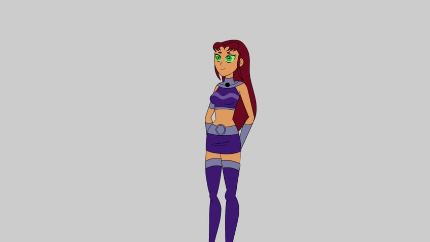 animated breast_expansion breasts clothing dc female green_eyes growth hyper hyper_breasts jackurai long_hair orange_body orange_skin red_hair solo starfire teen_titans