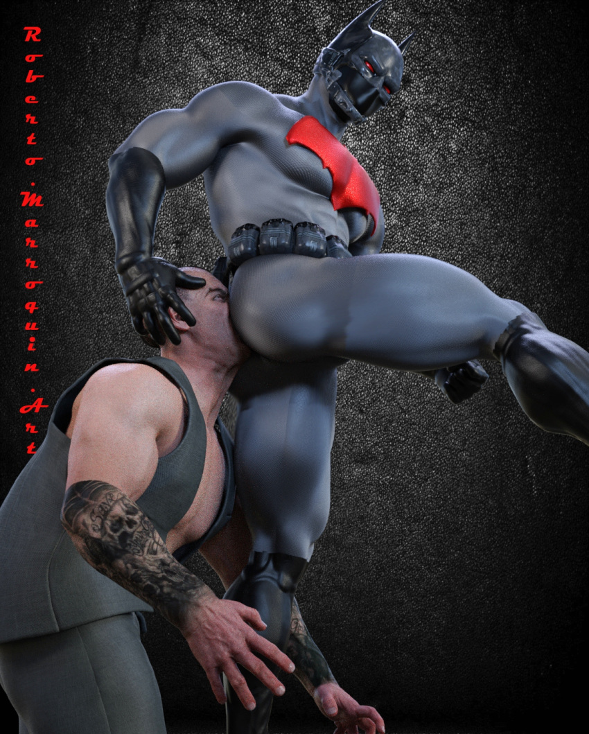 2boys 3d alfpablo_(artist) ass batman batman_(series) dc dc_comics domination male male_only punishment self_upload smothering sniffing tagme yaoi