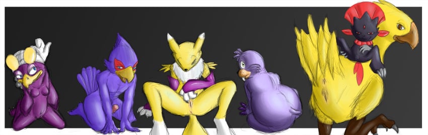 chocobo crossover digimon falco_lombardi final_fantasy girly pokemon renamon rotor_the_walrus sonic_(series) sonic_riders star_fox wave_the_swallow weavile