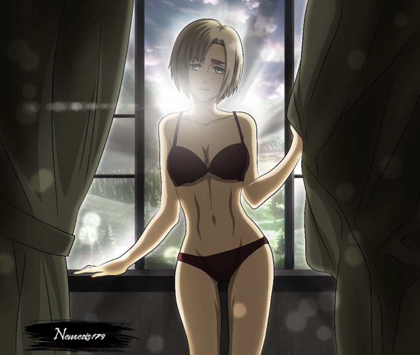 1girls attack_on_titan bikini bra european gray_hair_female nemesis179 polish rico_brzenska shingeki_no_kyojin solo_female