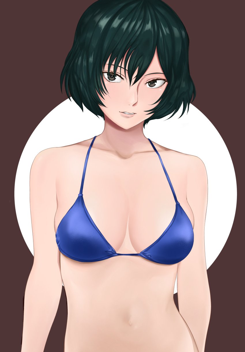 bikini black_hair blue_bikini blue_bikini_top female jujutsu_kaisen kazukine short_black_hair short_hair swimsuit zenin_mai