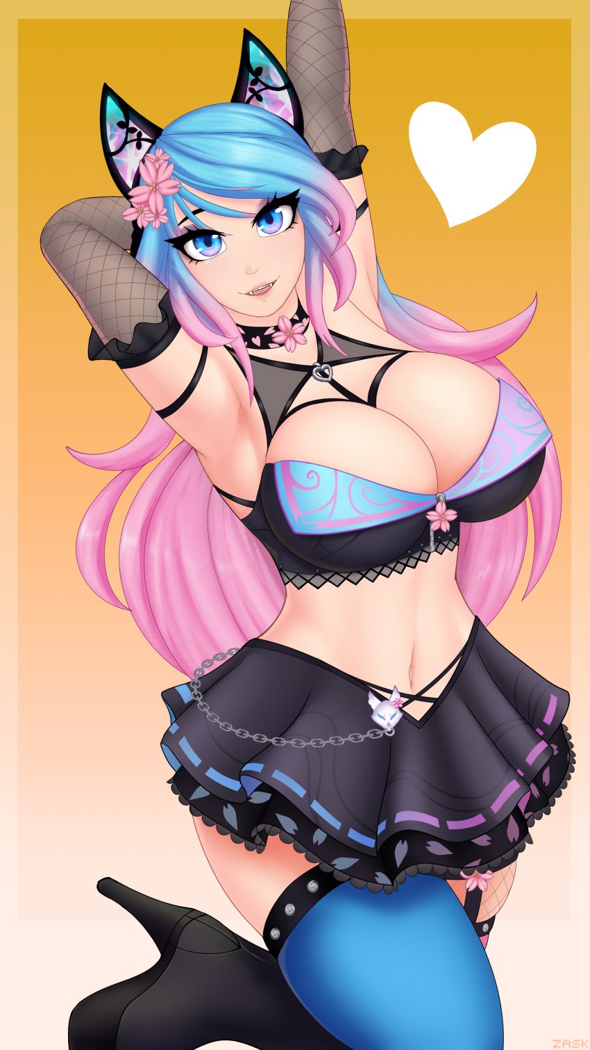 1girls blue_eyes blue_hair boots breasts female female_focus female_only heel_boots high_heel_boots high_heels huge_breasts indie_virtual_youtuber large_breasts long_hair platform_boots platform_heels silvervale twitch virtual_youtuber vshojo wolf_ears zaskart