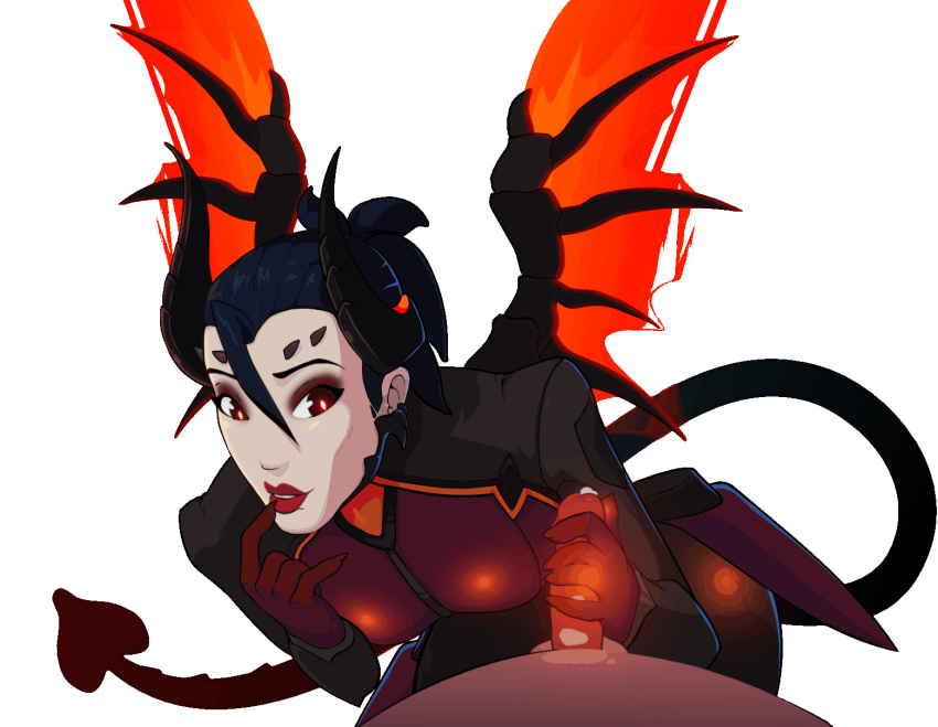 1girls animated color colored devil_mercy handjob looking_at_viewer medium_penis mercy overwatch proza tagme