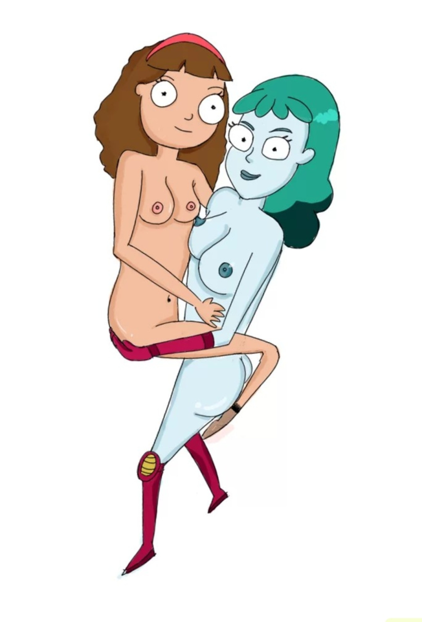 2girls female female_only morticia_smith morty_smith multiple_girls planetina pocket_mortys rick_and_morty yuri