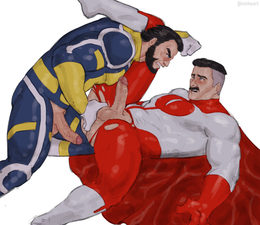 anal_fingering angry beard before_sex blush dilf duo erection facial_hair fingering gay invincible leg_up male/male male_only moustache muscular muscular_male omni-man ripped_clothing smikeart the_immortal yaoi