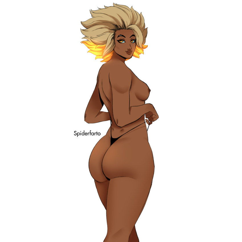 1girls 2021 ass ass_focus back_view big_ass blonde_hair breasts dark-skinned_female dark_skin eyebrow_piercing female female_focus female_only glowing glowing_hair league_of_legends nipples nude nude_female orange_eyes panties pepprnsalt piercing rell_(league_of_legends) riot_games spiderfarto thick_thighs