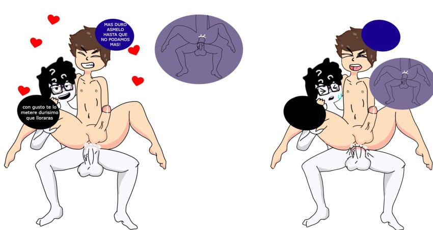 2boys 2d anal cum cum_in_ass gay heart light-skinned_male light_skin lord_frek luisardo male male/male male_only male_penetrated male_penetrating male_penetrating_male penis simple_background spanish_text tagme text white_background yaoi youtube youtube_hispanic youtuber