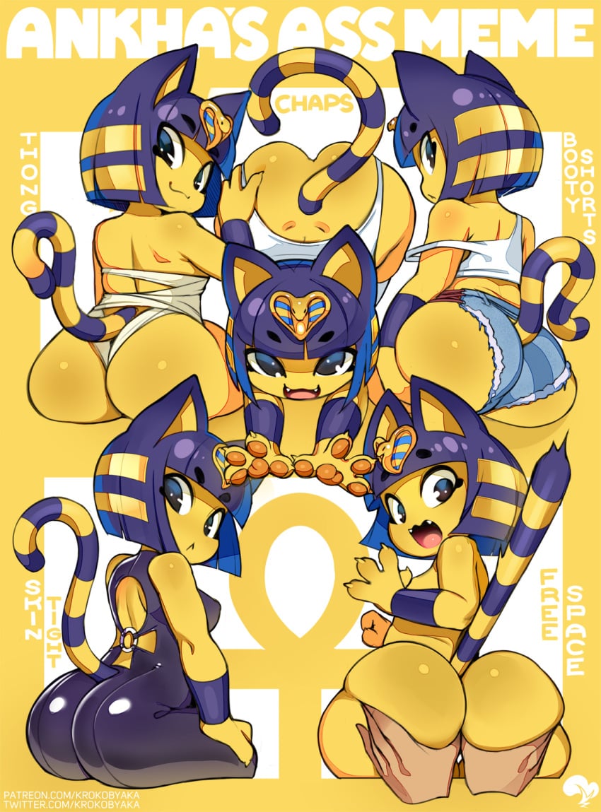 1girls 2021 4_fingers :< :3 animal_crossing ankha anthro ass ass_focus ass_grab bad_twitter_id big_ass blue_eyes blue_hair bob_cut booty_ass_meme breasts curvy disembodied_hands egyptian fangs feline female female_only furry krokobyaka looking_back meme nintendo pants_cut_meme paws seductive sexually_suggestive short_jeans shorts shortstack thick_thighs thighs voluptuous year_request yellow_body yellow_fur