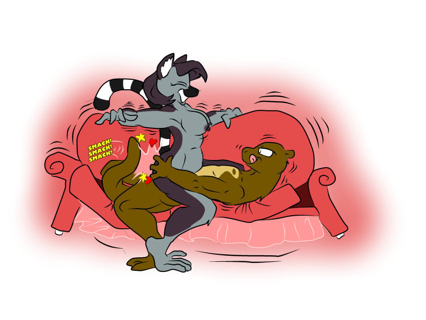 absurd_res anthro avi cowgirl_position duo female from_front_position furniture happy happy_sex hi_res lemur lutrine male male/female mammal mitchell mustelid on_bottom on_top primate sex sofa spanking strepsirrhine tongue xanaduxxx