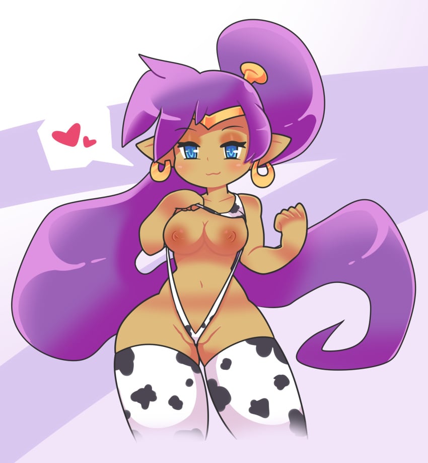 1girls big_breasts bikini blue_eyes breasts female female_only nipples onigiri_punch purple_hair shantae shantae_(character) smooth_skin solo tagme