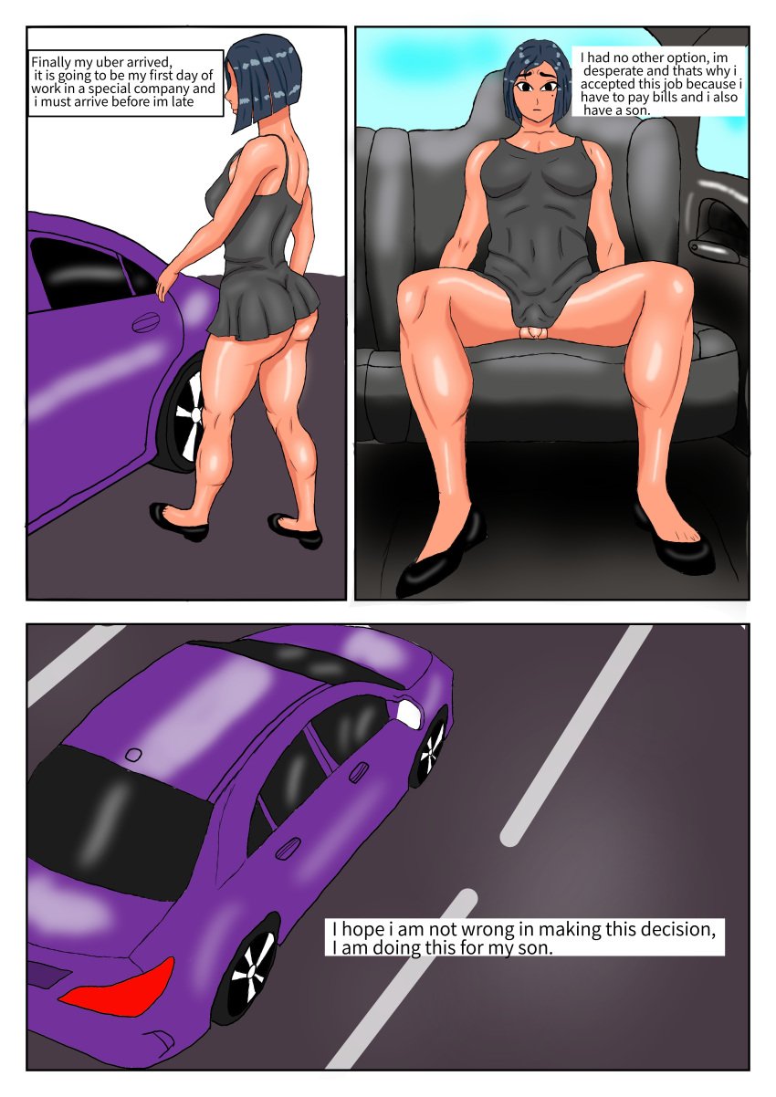 1futa 4koma balls bottomless breasts car clothed clothing comic dress exhibitionism futa_only futanari futanarifan human light_skin mostly_clothed no_panties pale_skin penis solo text upskirt