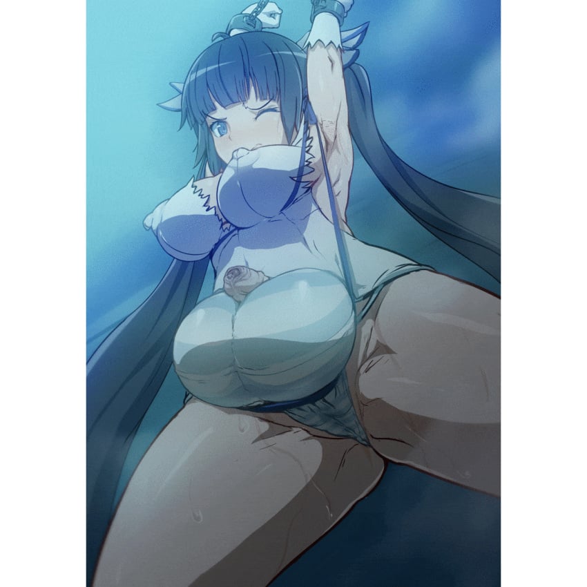 1futa animated aya_(thon2hk) balls big_balls big_balls_small_penis black_hair breasts bulge chains clothed clothing dungeon_ni_deai_wo_motomeru_no_wa_machigatteiru_darou_ka erection foreskin futa_only futa_urethral_insertion futanari gif grower_not_a_shower hair hestia_(danmachi) human long nipple pale_skin partially_clothed partially_retracted_foreskin penis restrained small_penis spread_legs standing steam uncut urethral_insertion urethral_penetration veiny_penis