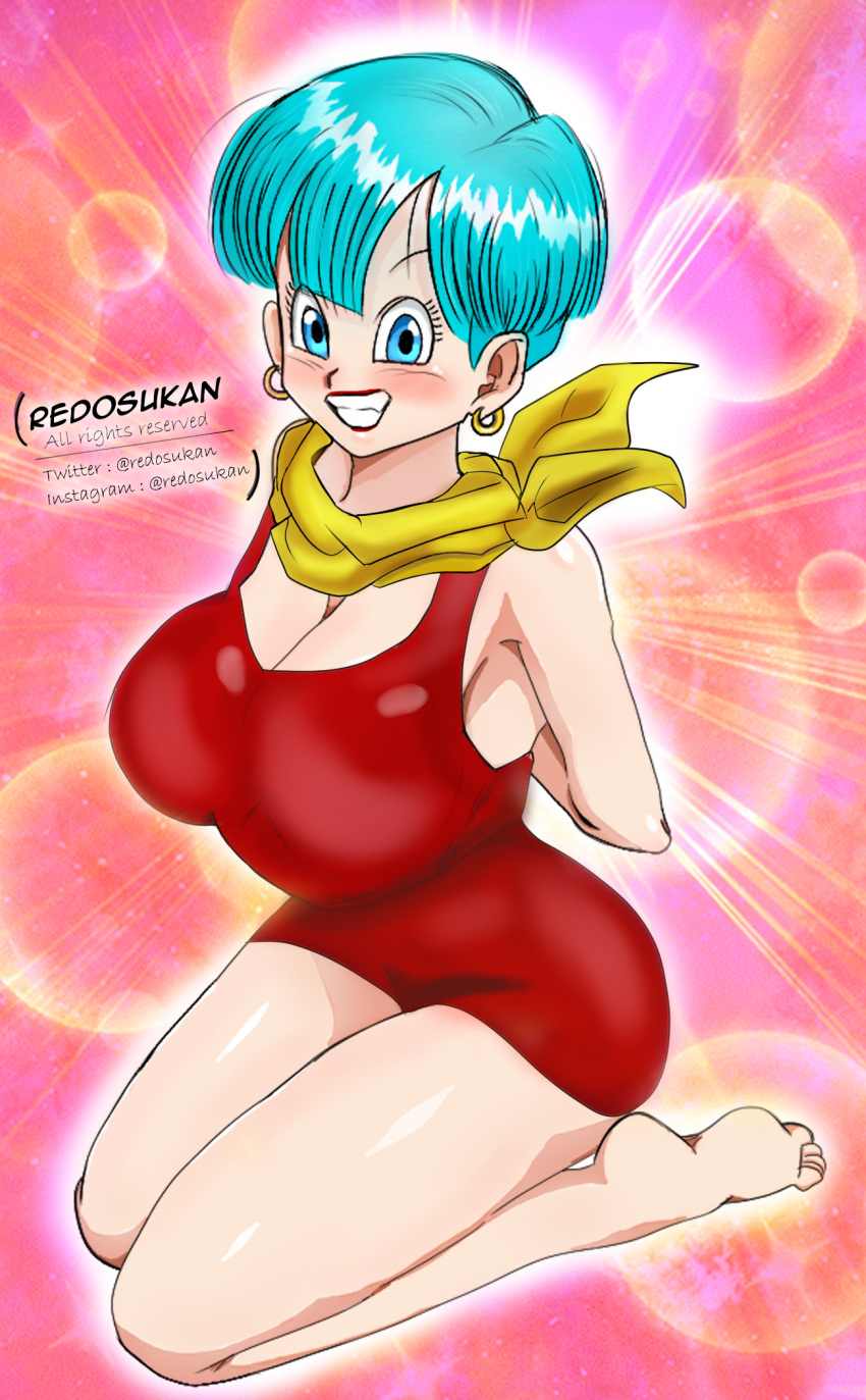 artist_name blue_eyes blue_hair blush breasts bulma_briefs bulma_briefs copyright_name dragon_ball dragon_ball_super dragon_ball_z redosukan