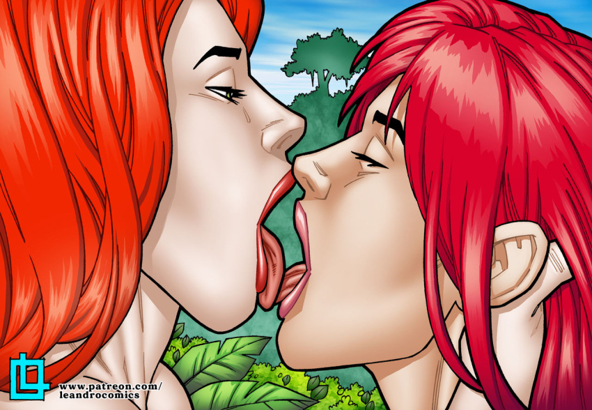 eyes_closed french_kissing jean_grey leandro_comics marvel marvel_comics red_hair red_sonja tongue_kiss x-men yuri